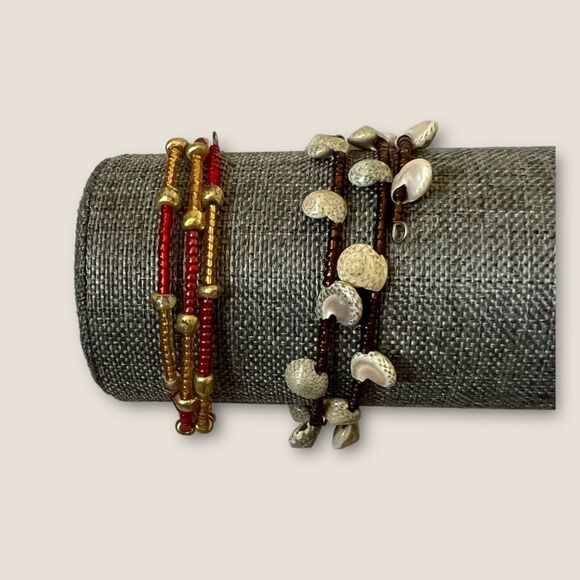 Set of 2 beaded bracelets adjustable size - Picture 3 of 4